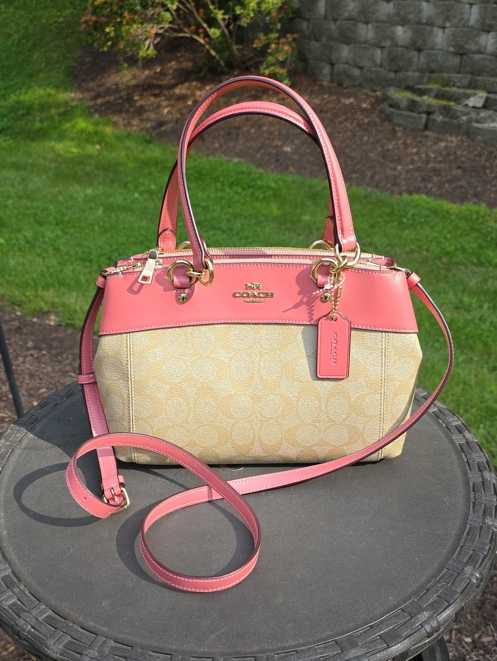 Coach Mini Brooke Carryall Coated Canvas & Leather 2 Way